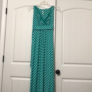 Green/White Striped Maxi Dress